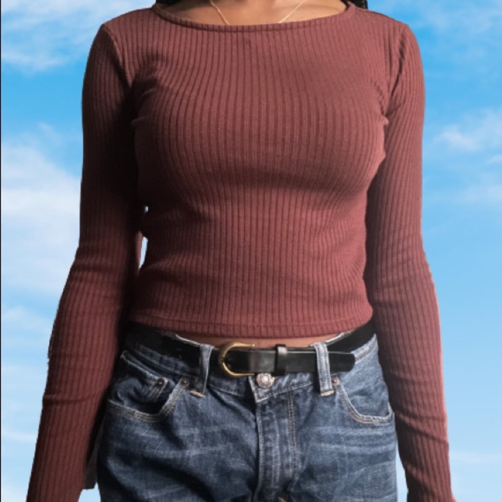 Burgundy long sleeve top